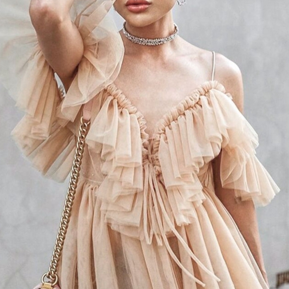 Blouse with Sheer Ruffles
